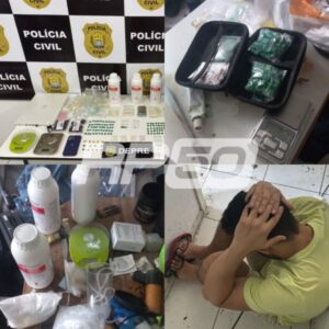 Drogas sintéticas apreendias com traficante na zona Leste