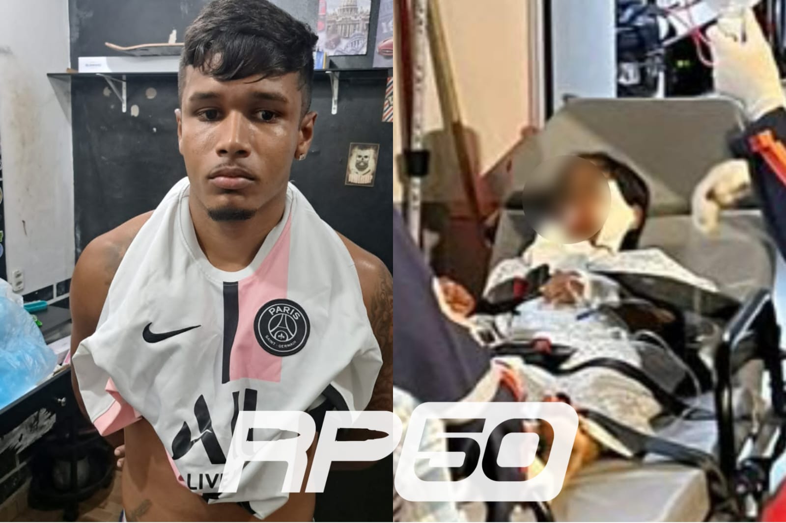 Halysson e a criança baleada no rosto